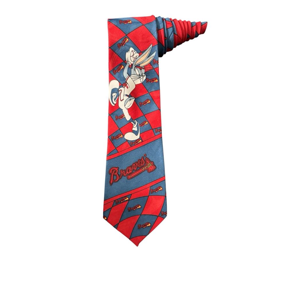 Looney Tunes Current Affairs Atlanta Braves Bugs Bunny Baseball Vintage Necktie